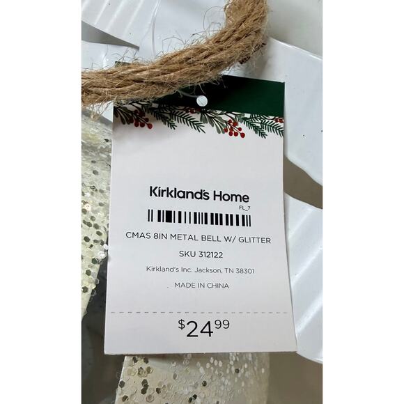 Kirkland’s Home Jumbo Jingle Bell 10.5”x8”x8” NWT Christmas Collection White - Picture 4 of 4